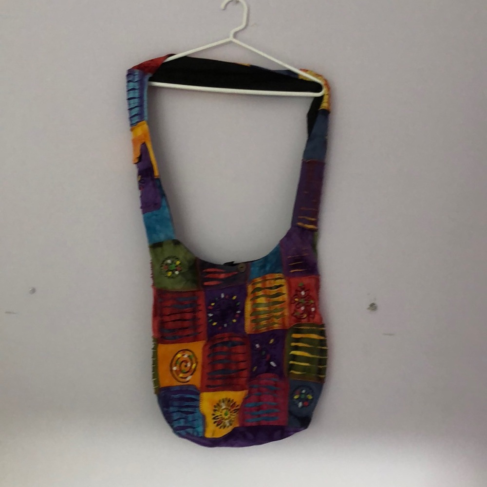 hippie colorful tote beach bag
